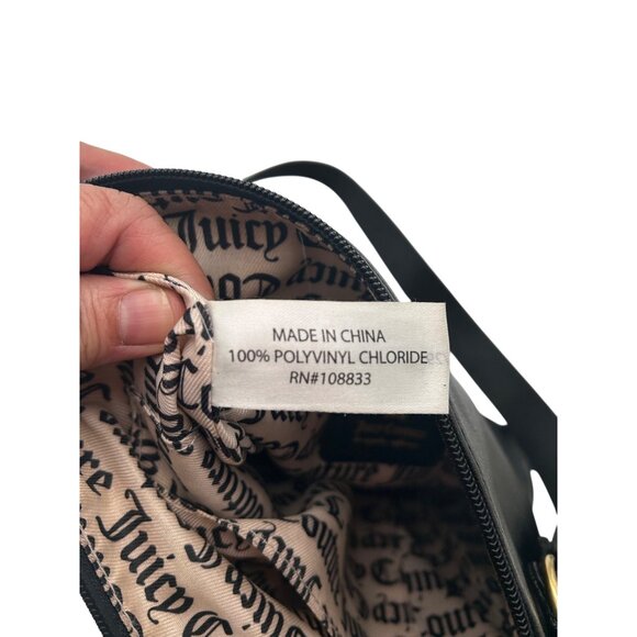 JUICY COUTURE Blk Chain Logo Crossbody‎ Gold Hardware Gothic Monogram Lining Y2K - Picture 10 of 10